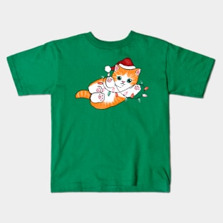 Cute Christmas Kitten Kids T-Shirt